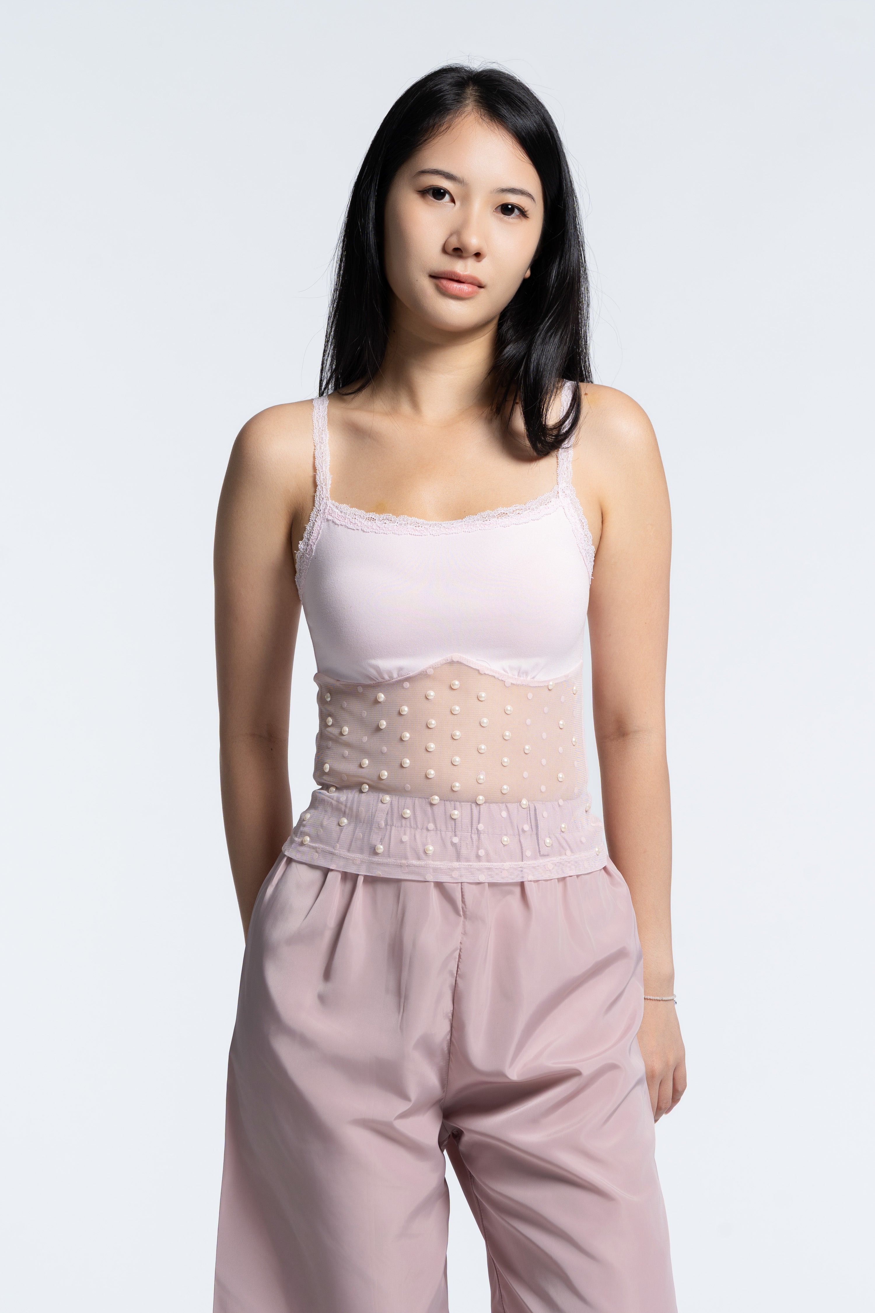 Light Pink Pearl Mesh Camisole – Moov Wear