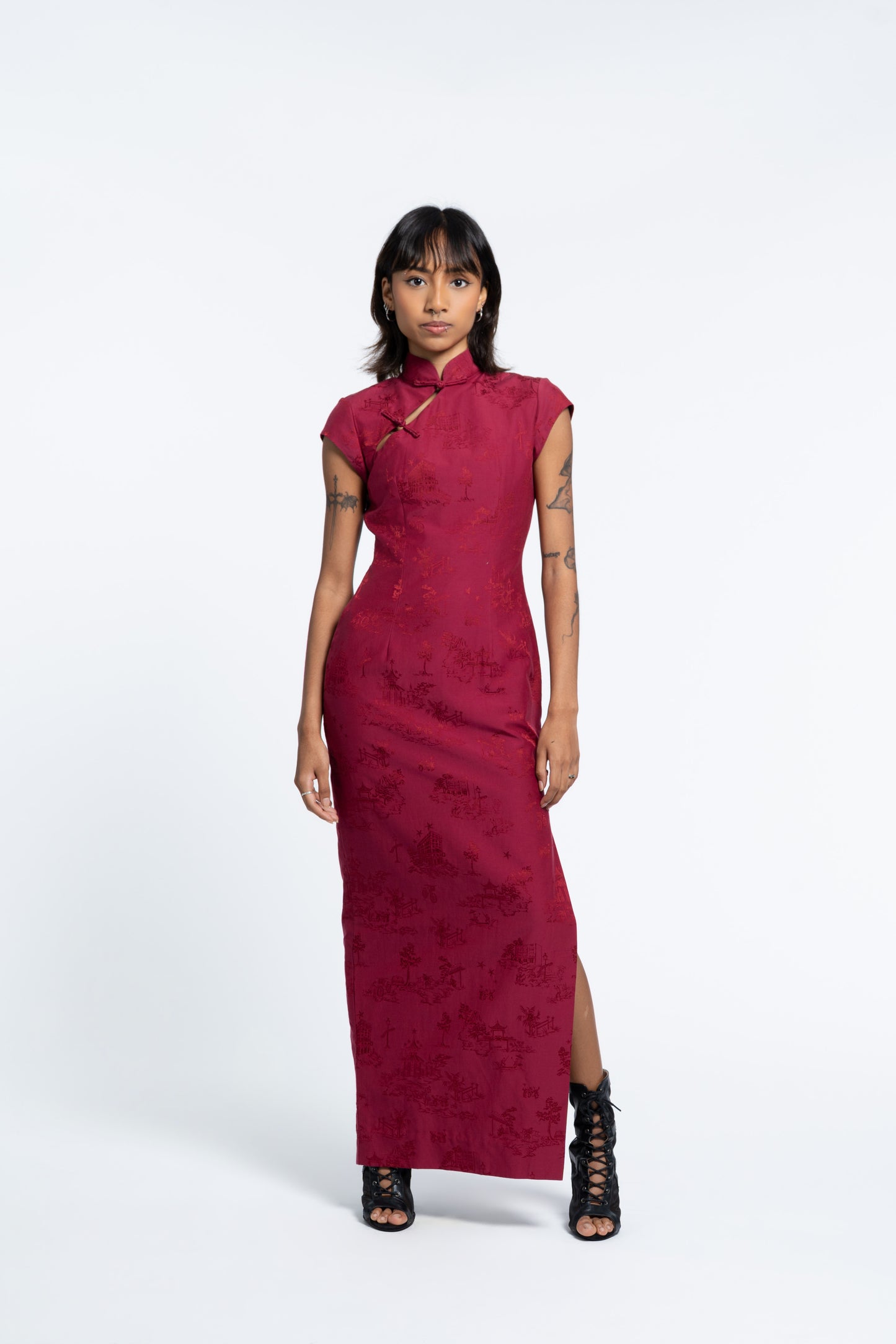 cheongsam maxi dress Modern Cheongsam Qipao Dress | 88.7% Silk + Spandex | Back Zipper